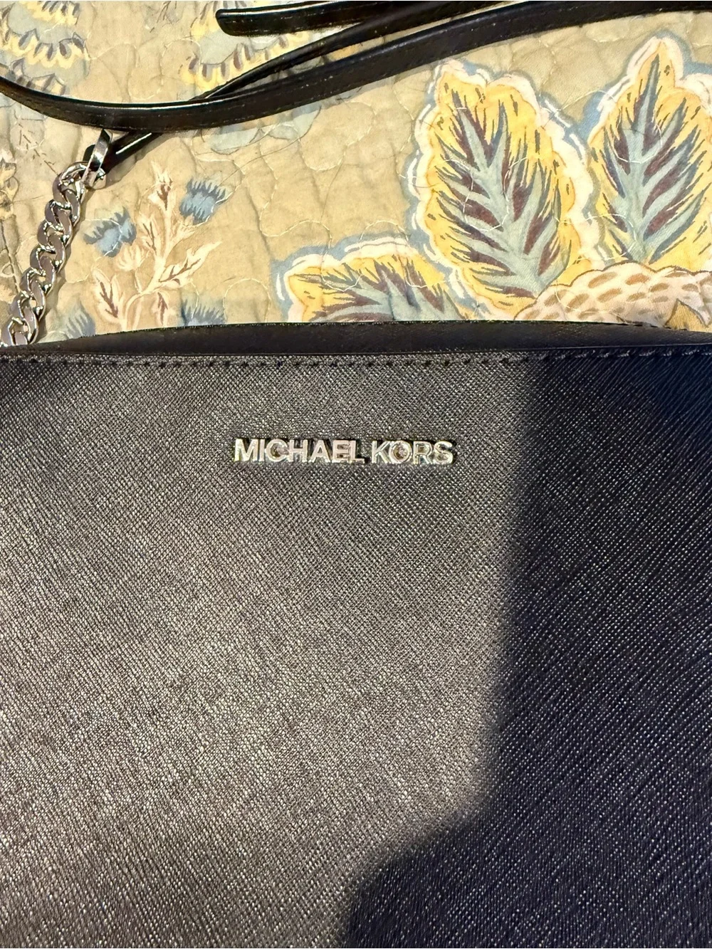 Michael Kors Black Saffiano Leather Crossbody Bag Jet Set Large